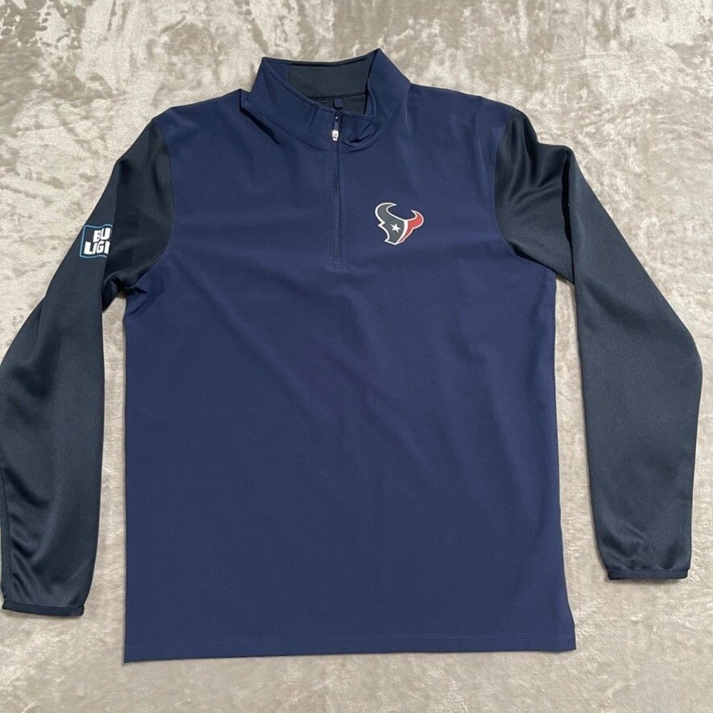 Nike Jacket Mens Medium Blue 1/4 Zip Golf Pullover NFL Houston Texans Coach